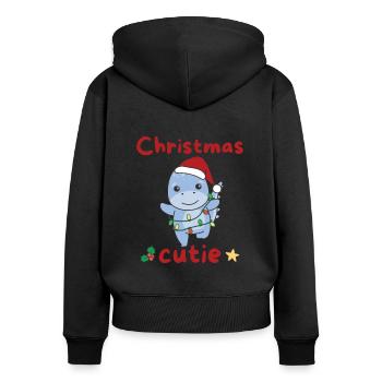 Dino Weihnachten Dinos Noël Cutie - Sweat à capuche zippé Premium bio Femme - noir - Dos - Julia (174cm)