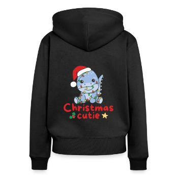 Dino Weihnachten Dinos Noël Cutie - Sweat à capuche zippé Premium bio Femme - noir - Dos - Julia (174cm)