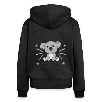Hourra, je suis un enfant de maternelle Koala maintenant - Sweat à capuche zippé Premium bio Femme - noir - Dos - Julia (174cm)