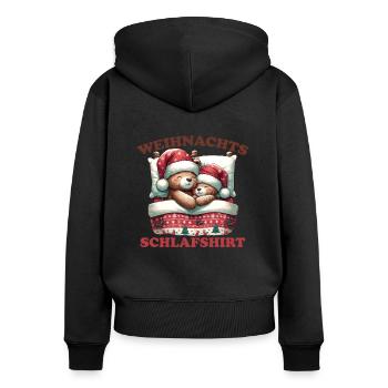 Chemise de nuit de Noël Ours de Noël - Sweat à capuche zippé Premium bio Femme - noir - Dos - Julia (174cm)