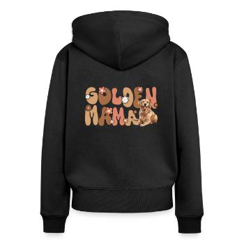 Golden Retriver Groovy Golden Mama - Sweat à capuche zippé Premium bio Femme - noir - Dos - Julia (174cm)
