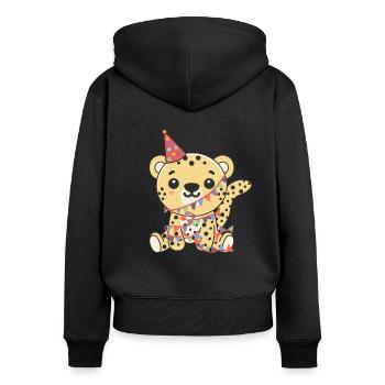 Léopard Anniversaire pour les enfants Un anniversaire - Sweat à capuche zippé Premium bio Femme - noir - Dos - Julia (174cm)
