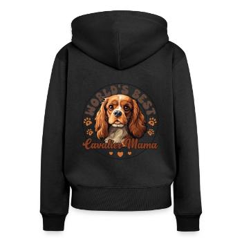 Cavalier King Charles Spaniel Dog Cavalier Mom - Women's Premium Organic Zip Hoodie - black - Back - Julia (174cm)