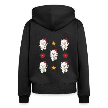 Alpaga Noël Animaux d’hiver Alpagas - Sweat à capuche zippé Premium bio Femme - noir - Dos - Julia (174cm)