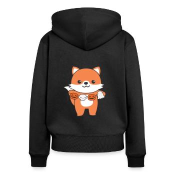 Fox Happy Halloween Citrouille Fantôme Costume - Sweat à capuche zippé Premium bio Femme - noir - Dos - Julia (174cm)