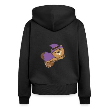 Beaver Halloween Witch Kids Witches Costume - Women's Premium Organic Zip Hoodie - black - Back - Julia (174cm)