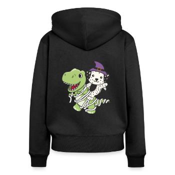 Dalmatien Happy Halloween T-Rex Momie Costume - Sweat à capuche zippé Premium bio Femme - noir - Dos - Julia (174cm)