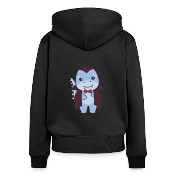Dino Happy Halloween Cute Vampire Costume - Women's Premium Organic Zip Hoodie - black - Back - Julia (174cm)