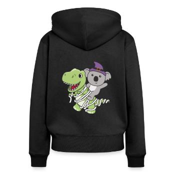 Koala Happy Halloween T-Rex Mummy Costume - Women's Premium Organic Zip Hoodie - black - Back - Julia (174cm)