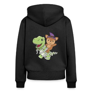 Deer Happy Halloween T-Rex Mummy Costume - Women's Premium Organic Zip Hoodie - black - Back - Julia (174cm)