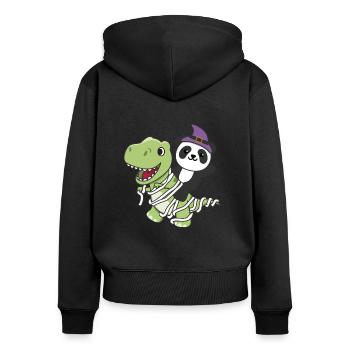 Panda Happy Halloween T-Rex Mummy Costume - Women's Premium Organic Zip Hoodie - black - Back - Julia (174cm)