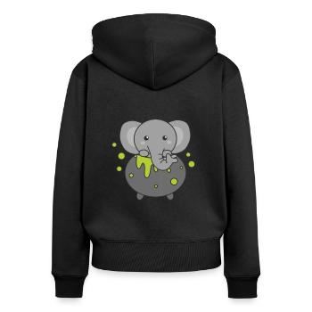 Elefant Happy Halloween Hexenkessel Fledermaus - Frauen Premium Bio Zip Hoodie - Schwarz - Hinten - Julia (174cm)