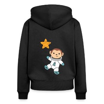 Cute Space Monkey Astronauts Universe - Women's Premium Organic Zip Hoodie - black - Back - Julia (174cm)