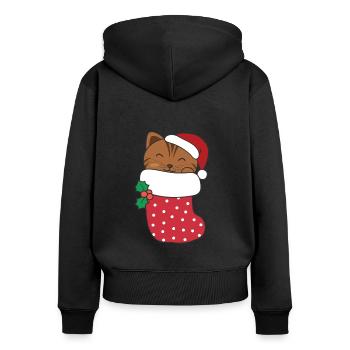 Chats mignons en chaussettes de Noël pour Noël - Sweat à capuche zippé Premium bio Femme - noir - Dos - Julia (174cm)
