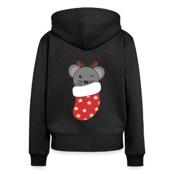 Souris mignonnes en chaussette de Noël pour souris de Noël - Sweat à capuche zippé Premium bio Femme - noir - Dos - Julia (174cm)