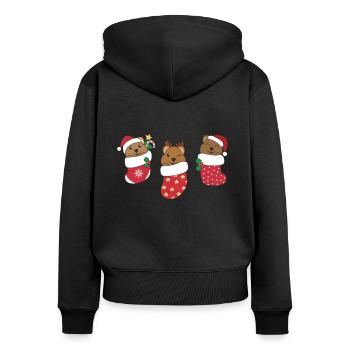 Mignon quokka en chaussette de Noël pour Noël - Sweat à capuche zippé Premium bio Femme - noir - Dos - Julia (174cm)
