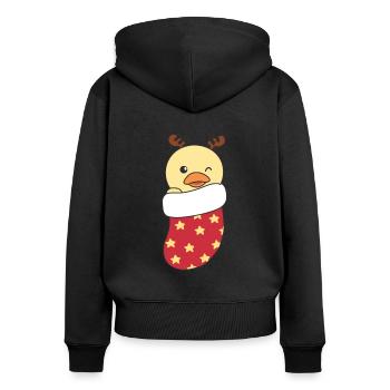 Canards mignons en chaussette de Noël pour canard de Noël - Sweat à capuche zippé Premium bio Femme - noir - Dos - Julia (174cm)