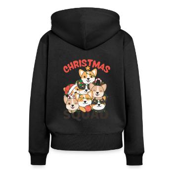 Corgi Weihnachtsbaum Christmas Squad Hunde - Frauen Premium Bio Zip Hoodie - Schwarz - Hinten - Julia (174cm)