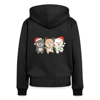 Alpaga Noël Hiver Animaux Alpaga - Sweat à capuche zippé Premium bio Femme - noir - Dos - Julia (174cm)