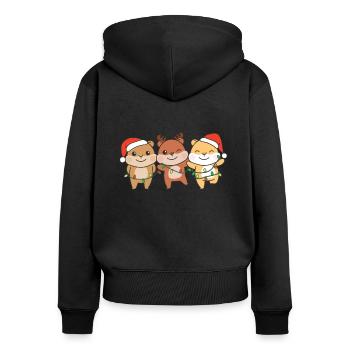 Hamster Weihnachten Winter Tiere Hamster - Frauen Premium Bio Zip Hoodie - Schwarz - Hinten - Julia (174cm)