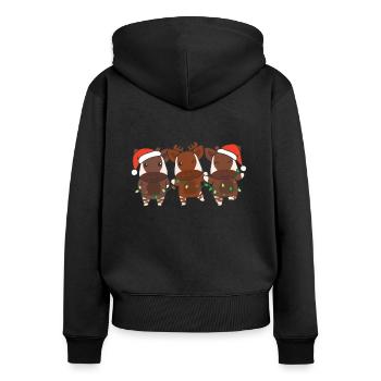 Okapi Weihnachten Winter Tiere Okapi - Frauen Premium Bio Zip Hoodie - Schwarz - Hinten - Julia (174cm)