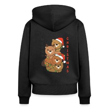 Beaver Christmas Tree Christmas Animals Beaver - Women's Premium Organic Zip Hoodie - black - Back - Julia (174cm)