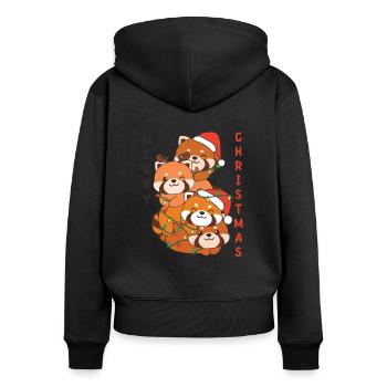 Roter Panda Weihnachtsbaum Weihnachts Tiere - Frauen Premium Bio Zip Hoodie - Schwarz - Hinten - Julia (174cm)