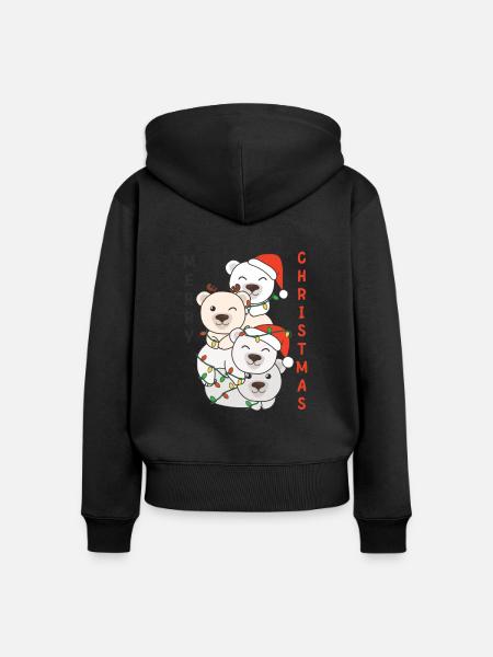 Eisbär Weihnachtsbaum Weihnachts Eisbären - Frauen Premium Bio Zip Hoodie - Schwarz