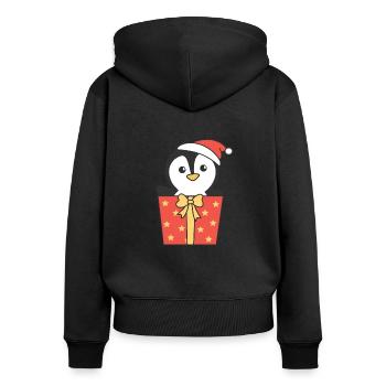 Pingouin Cadeau de Noël Animaux d’hiver - Sweat à capuche zippé Premium bio Femme - noir - Dos - Julia (174cm)