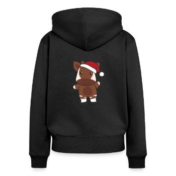 Okapi Christmas Skating Okapis - Women's Premium Organic Zip Hoodie - black - Back - Julia (174cm)