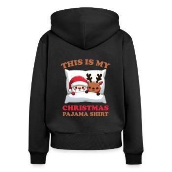 Santa Claus Reindeer Christmas Pajamas - Women's Premium Organic Zip Hoodie - black - Back - Julia (174cm)