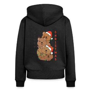 Quokka Weihnachtsbaum Weihnachts Tiere Quokkas - Frauen Premium Bio Zip Hoodie - Schwarz - Hinten - Julia (174cm)