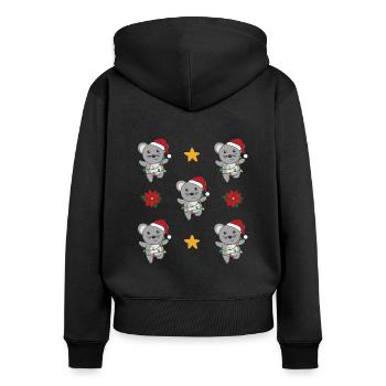 Souris Noël Hiver Animaux Souris - Sweat à capuche zippé Premium bio Femme - noir - Dos - Julia (174cm)
