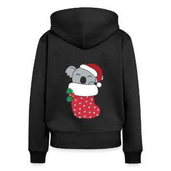 Süße Koala in Weihnachtssocke zu Weihnachten Koala - Frauen Premium Bio Zip Hoodie - Schwarz - Hinten - Julia (174cm)