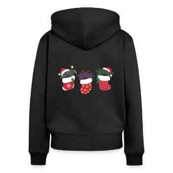 De jolis axolotls en chaussettes de Noël pour Noël - Sweat à capuche zippé Premium bio Femme - noir - Dos - Julia (174cm)
