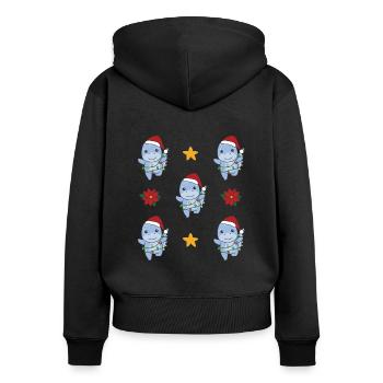 Dino Weihnachten Winter Tiere Dinos - Frauen Premium Bio Zip Hoodie - Schwarz - Hinten - Julia (174cm)