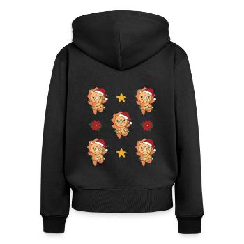 Tricératops Noël Hiver Animaux Dinos - Sweat à capuche zippé Premium bio Femme - noir - Dos - Julia (174cm)