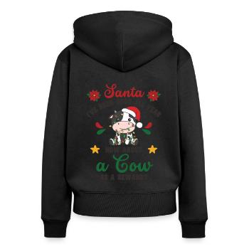 Je veux une vache pour Noël vaches douces - Sweat à capuche zippé Premium bio Femme - noir - Dos - Julia (174cm)