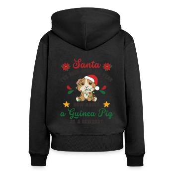 Ich will ein Meerschweinchen zu Weihnachten süße - Frauen Premium Bio Zip Hoodie - Schwarz - Hinten - Julia (174cm)