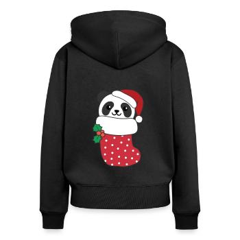 Panda mignon en chaussette de Noël pour panda de Noël - Sweat à capuche zippé Premium bio Femme - noir - Dos - Julia (174cm)