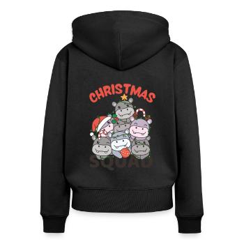Hippopotame arbre de Noël Escouade de Noël hippopotames - Sweat à capuche zippé Premium bio Femme - noir - Dos - Julia (174cm)