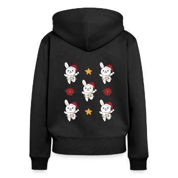 Lapin Noël Animaux d’hiver Lapins - Sweat à capuche zippé Premium bio Femme - noir - Dos - Julia (174cm)