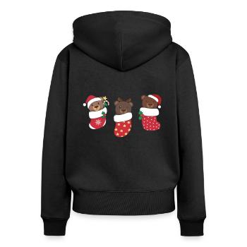Ours mignons en chaussette de Noël pour ours de Noël - Sweat à capuche zippé Premium bio Femme - noir - Dos - Julia (174cm)