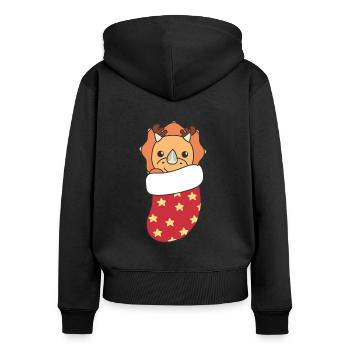 Dinosaures mignons en chaussettes de Noël pour Noël - Sweat à capuche zippé Premium bio Femme - noir - Dos - Julia (174cm)