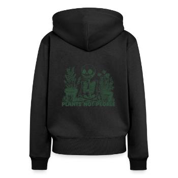 Amoureux des plantes Skeleton Design Des plantes pas des gens - Sweat à capuche zippé Premium bio Femme - noir - Dos - Julia (174cm)