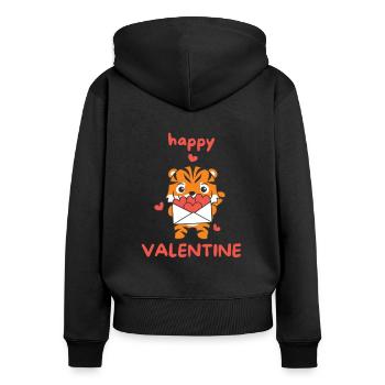 Tigers for Valentine's Day cute animals with hearts - Women's Premium Organic Zip Hoodie - black - Back - Julia (174cm)