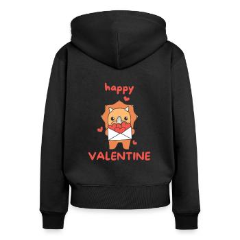 Tricératops pour la Saint-Valentin animaux mignons avec des cœurs - Sweat à capuche zippé Premium bio Femme - noir - Dos - Julia (174cm)
