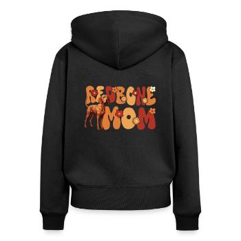 Redbone Coonhound Hund Groovy Redbone mom - Frauen Premium Bio Zip Hoodie - Schwarz - Hinten - Julia (174cm)