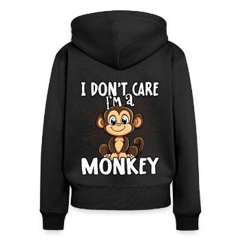 I don't care I'm a monkey - cute monkey - Women's Premium Organic Zip Hoodie - black - Back - Julia (174cm)