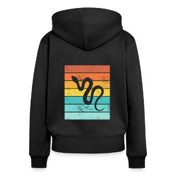 Snake Retro Reptile Python Gift idea - Frauen Premium Bio Zip Hoodie - Schwarz - Hinten - Julia (174cm)